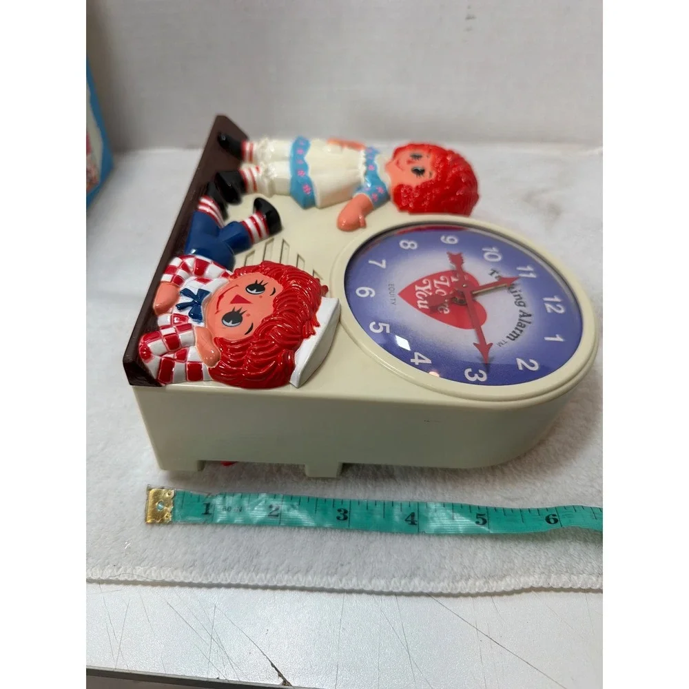 VTG 1974 Janex Raggedy Ann & Andy Talking Alarm Clock w Orig Box Ticks NO Talk